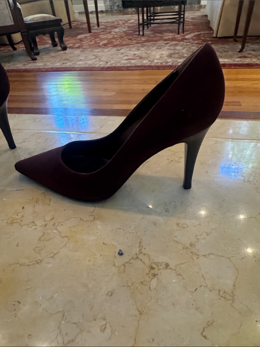 Sergio Rossi Brown Pointed Suede Pumps - Picture 3 of 5